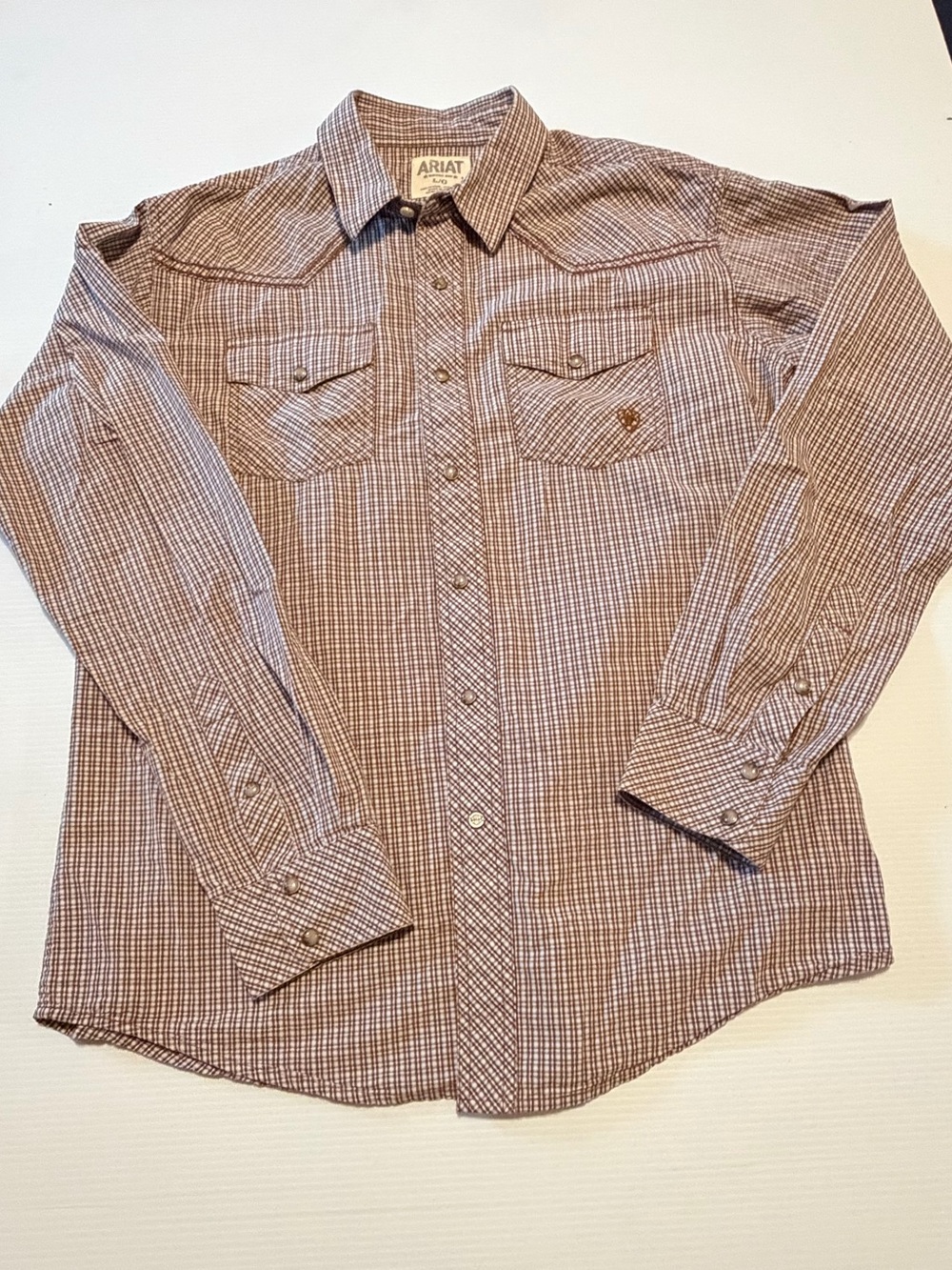 Ariat Retro Fit Menβs Brown Plaid Western Snap Shirt